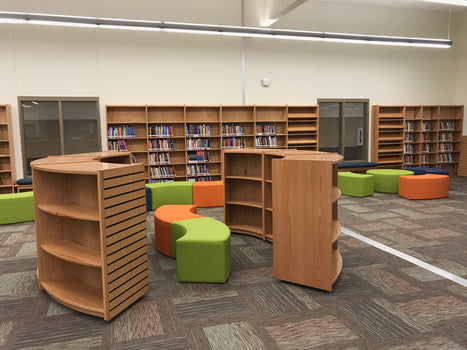 Radiused Shelving & Soft Seating